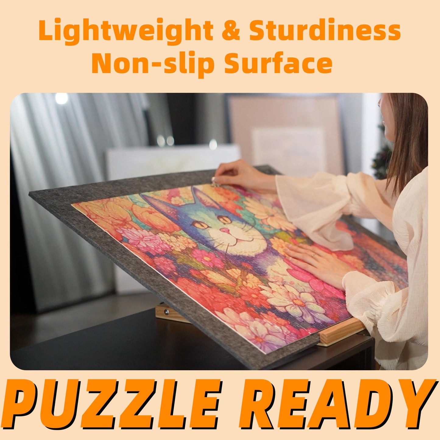Tely Foldaway Puzzle Board Felt Mat For Up To 1000 Pieces Of Jigsaw Puzzle, Foldable For Easy Storage, Portable Puzzle Pad, (Bla