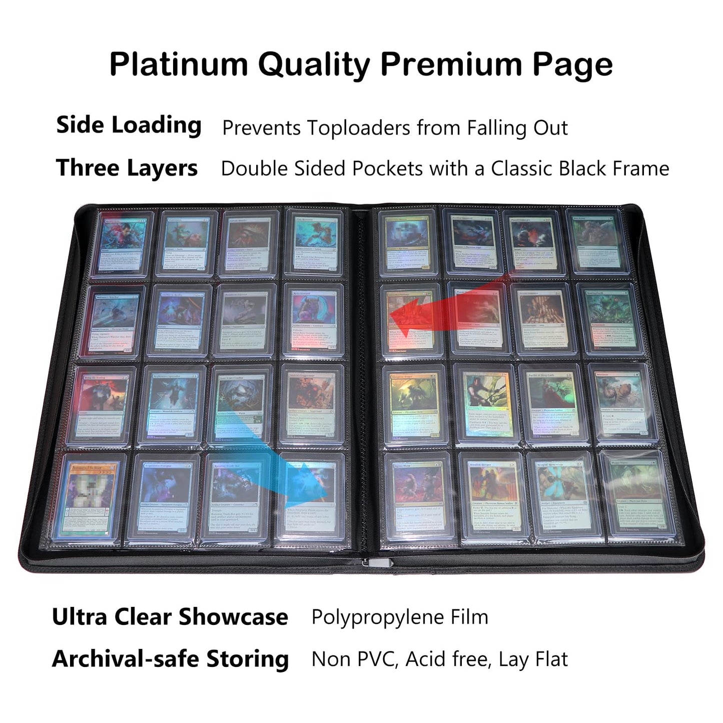 Rayvol 16-Pocket Top Loader Binder - Holds 512 Top Loaders - White, Non-PVC Material, Model: top loadbinder16512-white