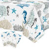 G1ngtar 3Pcs Ocean Seashell Party Tablecloths - Coastal Beach Summer Disposable Plastic Waterproof Rectangular Table Covers Star