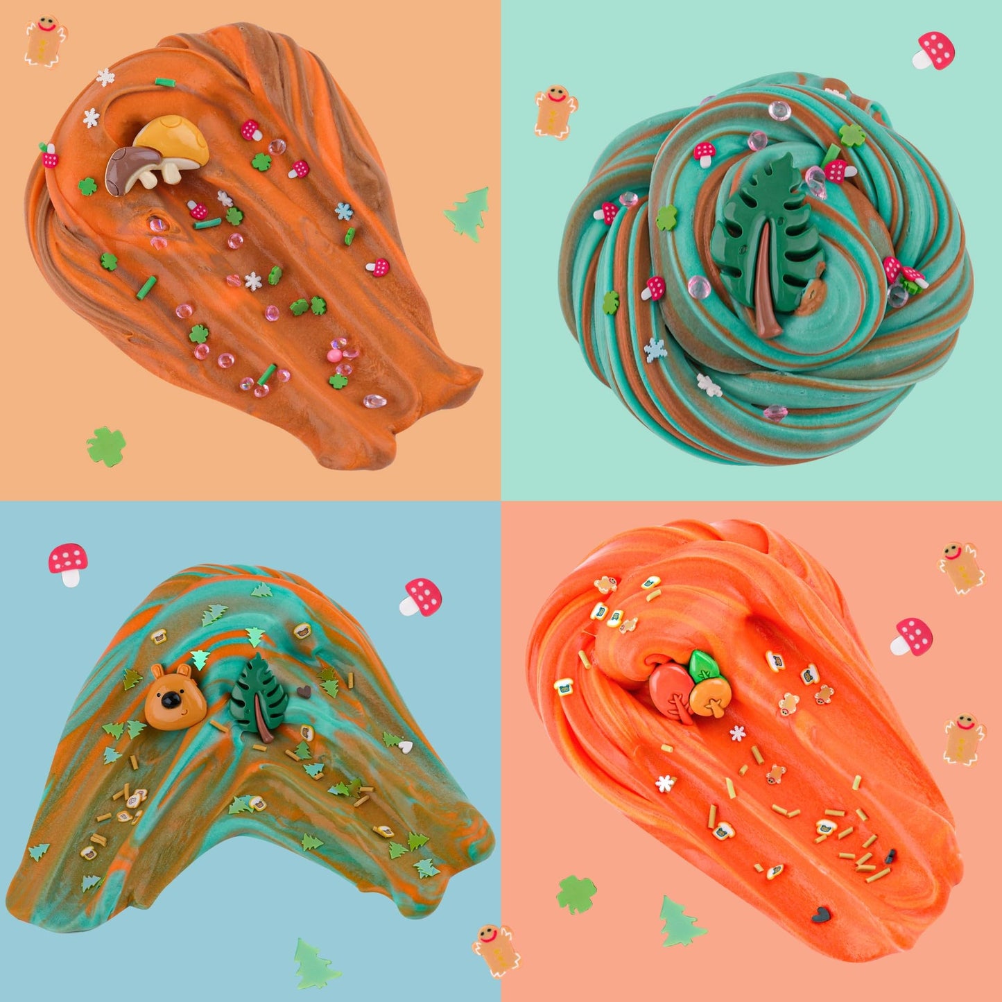 4 Pack Autumn Butter Slime, Super Soft & Non-Sticky Slime Kit For Girls & Boys, Slime Party Favors For Kids, Sensory Toys Holida