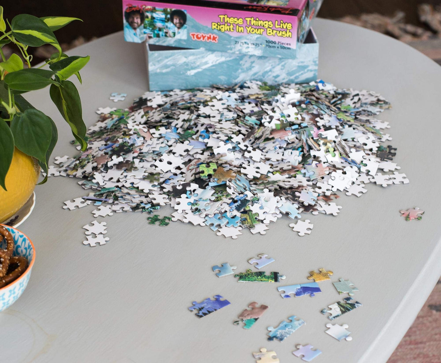 Bob Ross These Things Live Right In Your Brush Puzzle For Adults And Kids | Nature Painting 1000 Piece Jigsaw Puzzle Toy | Interactive Brain Teaser For Family Game Night | 28 X 20 Inches