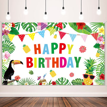 Hawaiian Luau Birthday Party Decorations Supplies Hawaiian Party Backdrop Luau Party Background Tropical Hawaiian Jungle Theme Flamingo Pineapple Party Banner Summer Beach Pool Photography Background