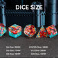 FugaCity 7-Piece Resin Polyhedral D&D Dice Set with Gift Case (Red Flower & Blue, Standard Size)