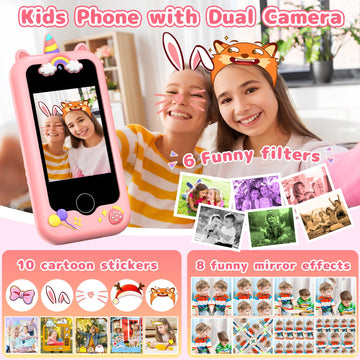 Kids Smart Phone for Girls, Birthday Gifts for Kids Age 3-12, Toddler Smart Phone Learning Educational Toy Pretend Play Phones w