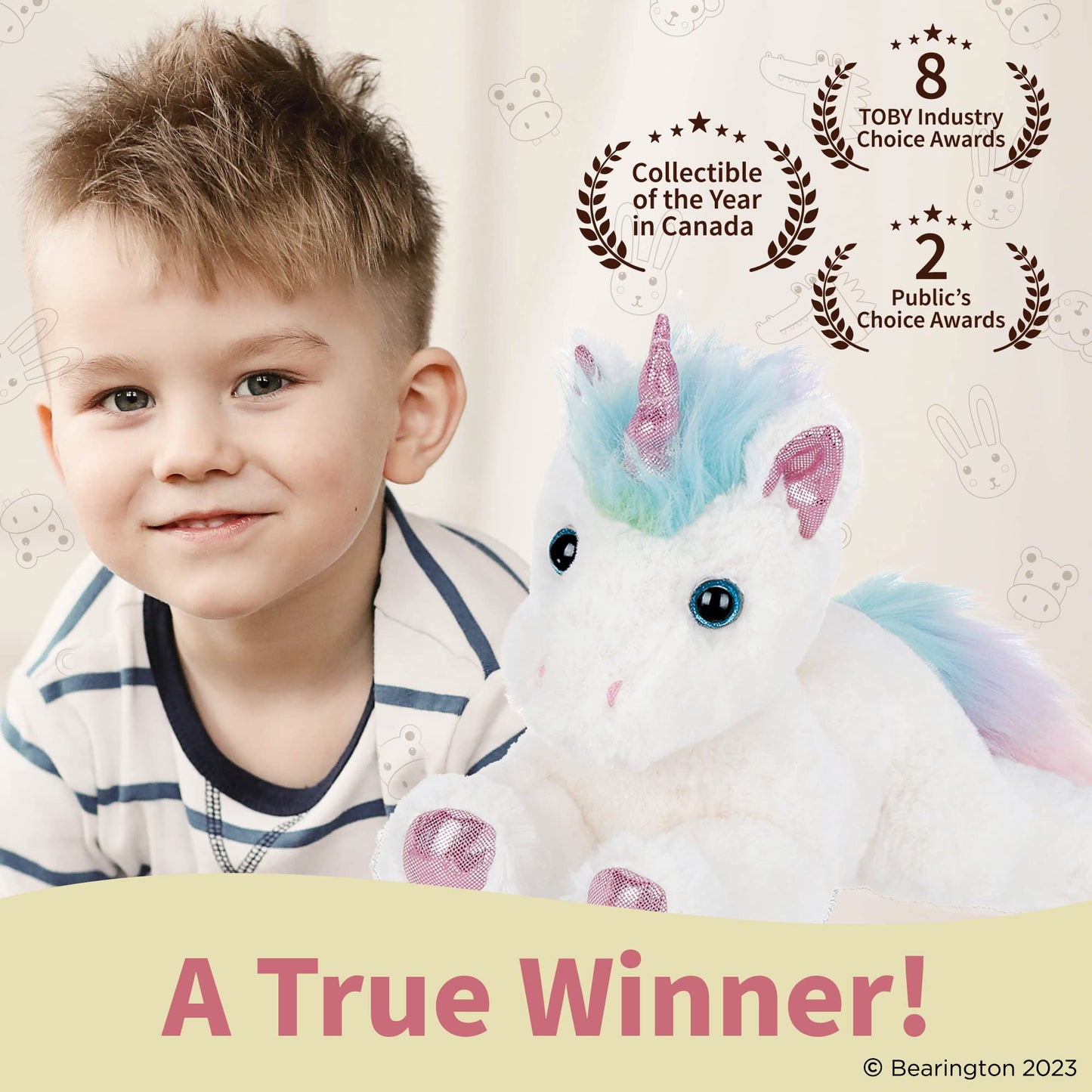 Bearington Lil' Rainbow Shimmers Unicorn Plush Stuffed Animal, 10 Inch, White, Soft Plush Material, Model 842878039429