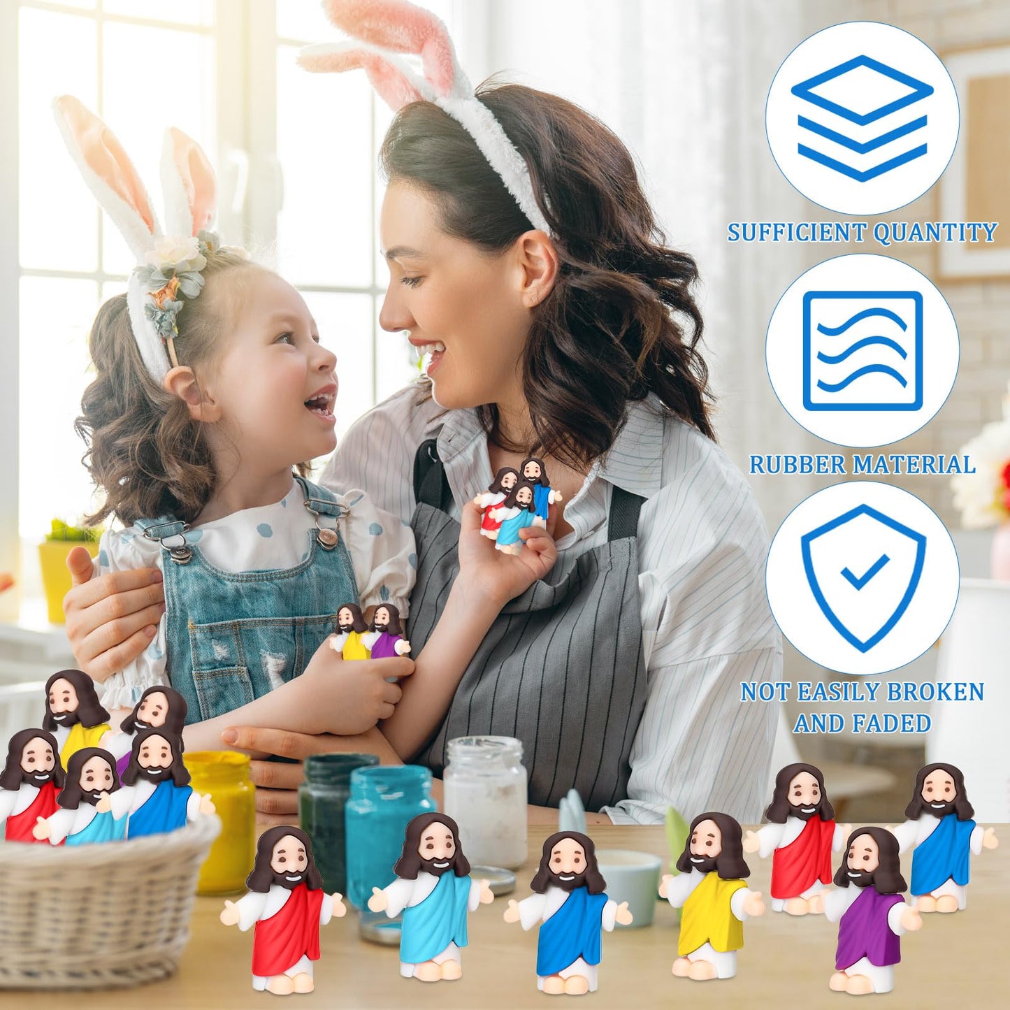 Barydat 50 Pcs Little Jesus Figures Baby Mini Jesus Figurines Bulk to Hide and Seek Tiny Miniature Christ Savior Figurine Toy Re