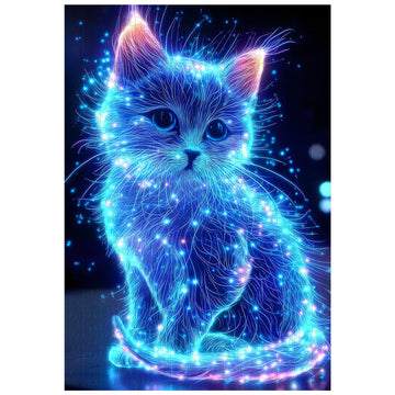 Great Jigsaw Puzzles for mature-themeds 300 Pieces Animal Cute Blue Glowing Cat Puzzles for mature-themeds Toys Gift Family Decoration Kids Puzzle