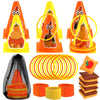4 in 1 Fall Festival Thanksgiving Party Games with Ring Toss  Plastic Cones  Bean Bags  3-Legged Race Bands  Thanksgiving Games for Family Boy Girl mature-themed Carnival Friendsgiving Outdoor Yard Activities