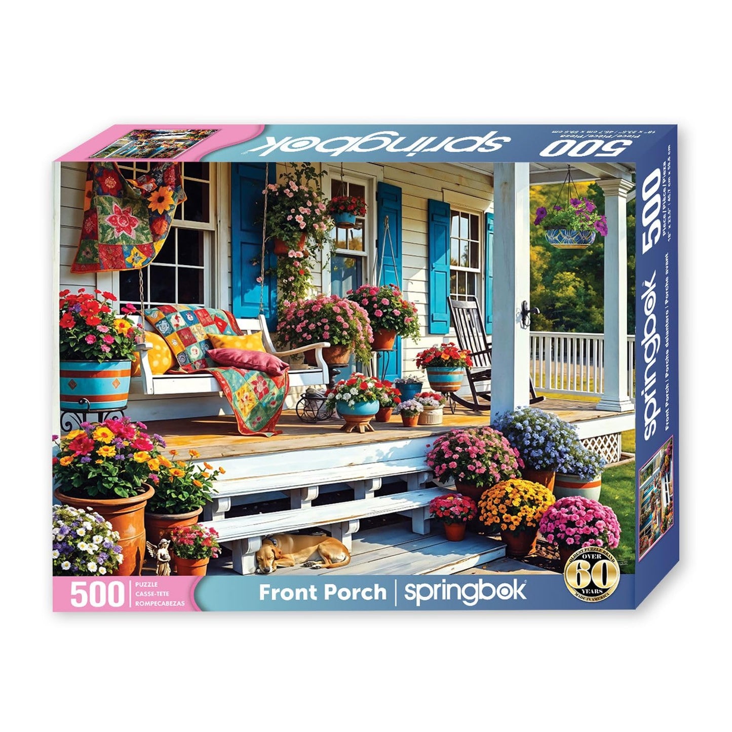 Springbok Front Porch 500 Piece Jigsaw Puzzle for mature-themeds - Step Back and Relax on Grandma's Front Porch with This Colorful and Nostalgic Image