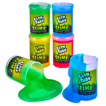 Playbees Glow In The Dark Slime - 6 Pack - Neon Blue, Green, Pink, Yellow Colors - Glowing Slime Kit For Kids - Party Favors, Go
