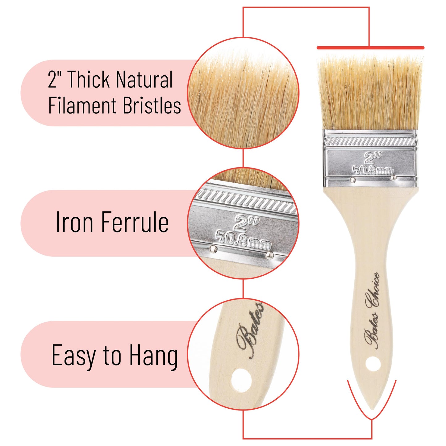 Bates- Chip Paint Brushes, 2 Inch, 24 Pack, Chip Brush, Brushes for Painting