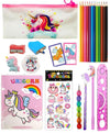 Combo Of Unicorn Stationery Gift Set For Kids Unicorn Mini Pencil Pouch Pencil Case For Kids 14 Pcs School Combo Kit Transparent