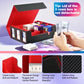 Uaono Card Storage Box For Trading Cards, 1800+ Commander Deck Box For Mtg With Display Window, Toploader Card Case Fits Magic Tcg Ptcg Sports Cards; 10 Removable Divider, 3 Stoppers (Black, Red)