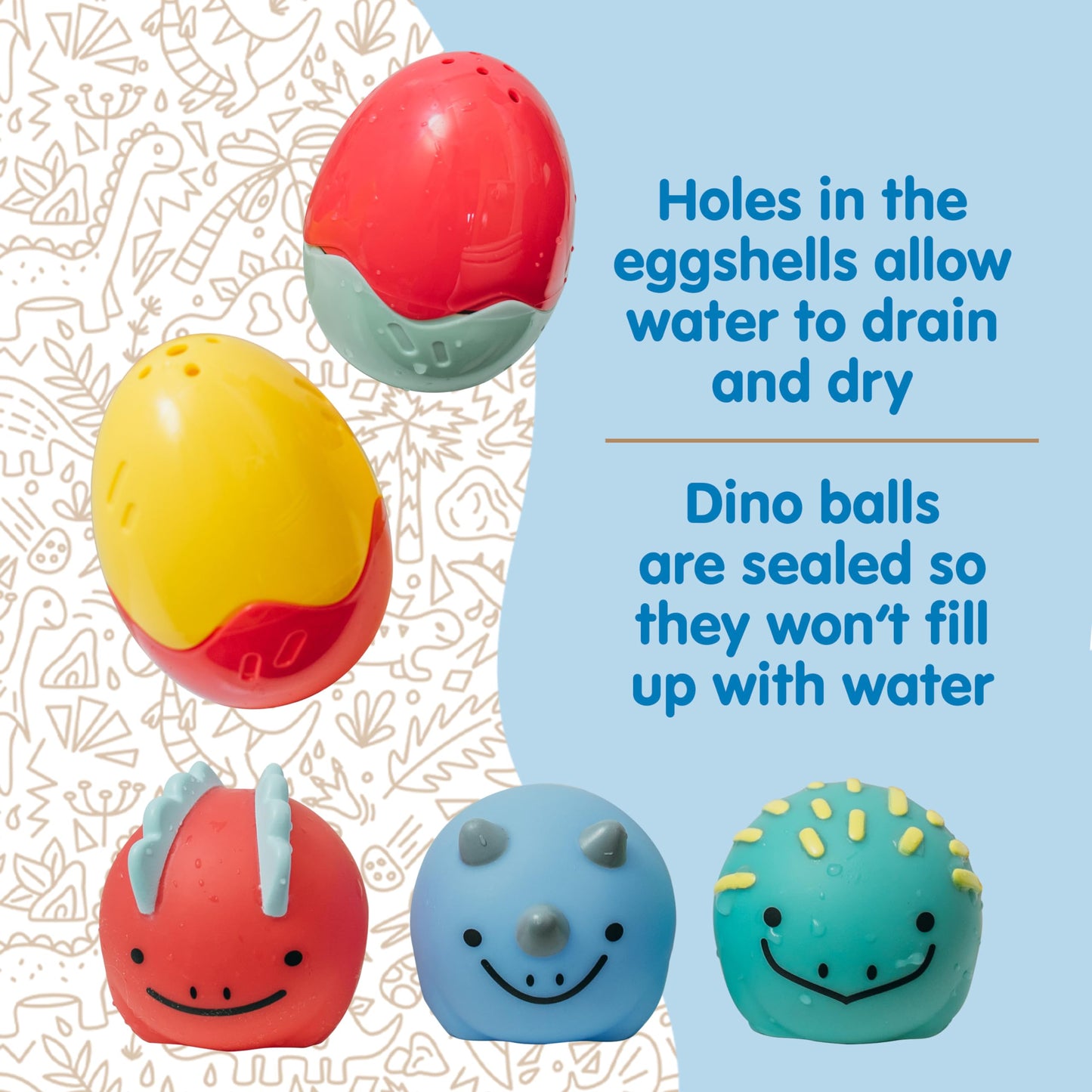 Dr. Browns CleanUp Float & Hatch Dino Eggs  Multi-Use Interactive Bath and Pool Toy for Toddlers  6m+  BPA Free