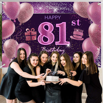 81St Birthday Decorations For Girls Imisi Happy Birthday Banner Pink Decorations For A Party Birthday Backdrop For Women