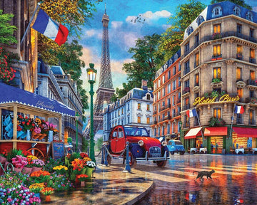 Majestic By Springbok 1000 Piece Jigsaw Puzzle Paris Street Life - Made In Usa - Compact Box