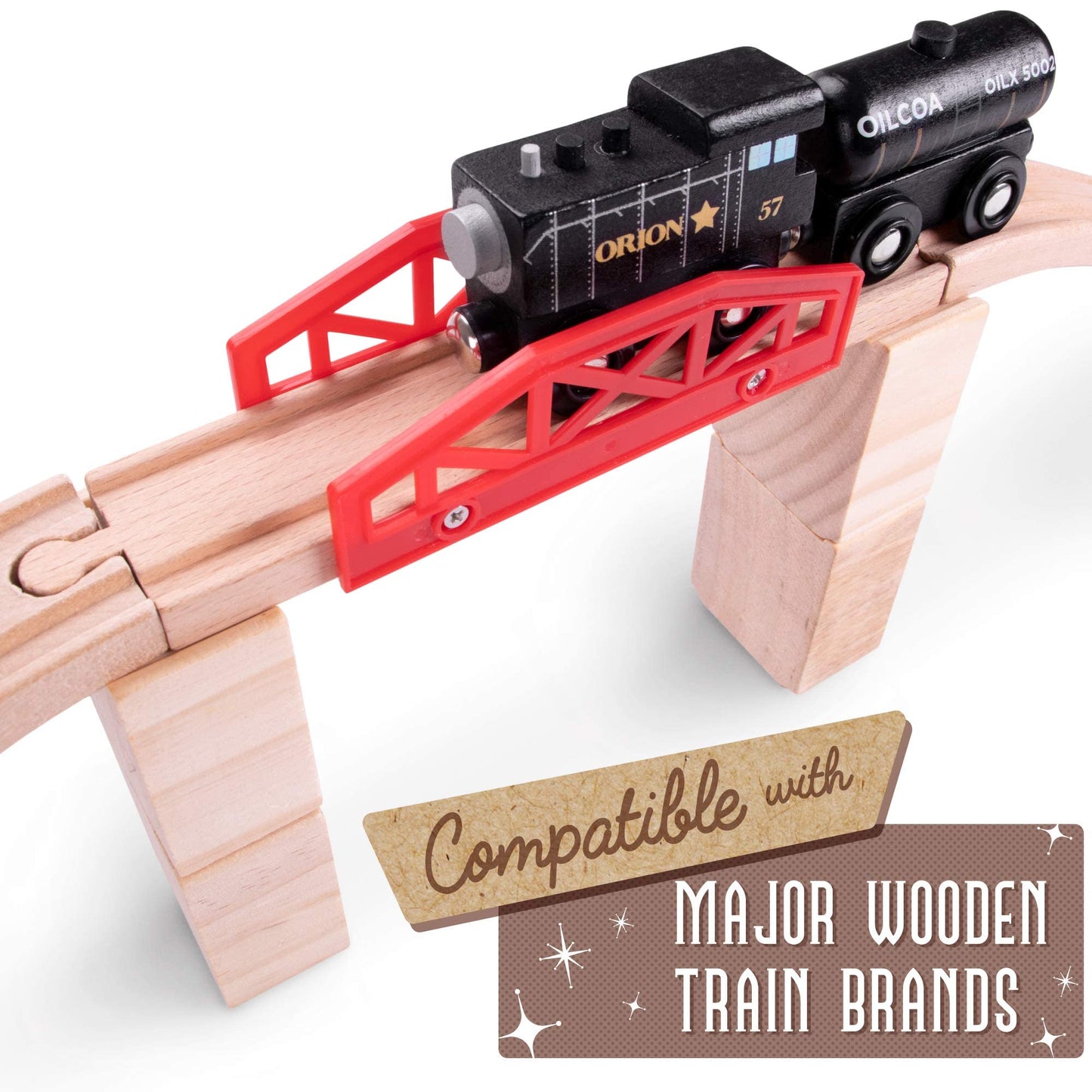 Conductor Carl Wood Train Track Bridge Expansion Pack| Compatible with Most Train Tracks| 11 Count (Pack of 1)