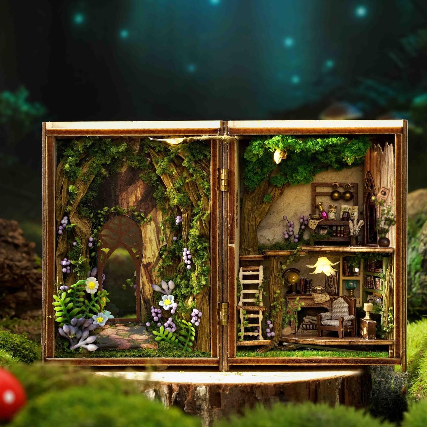 CUTEROOM DIY Miniature House Kit - Wooden Dollhouse with Furniture, One Size, Forest Wonderland