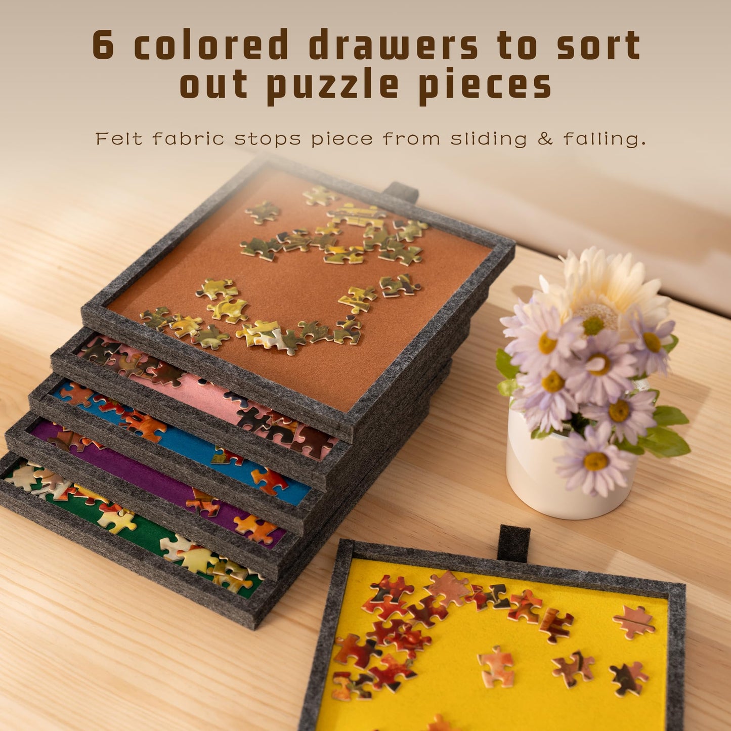 Tektalk Foldable Jigsaw Puzzle Table, 2000 Pieces, Dark Gray, Lightweight with 3 Tilting Angles & Cover, Model WGPTB073