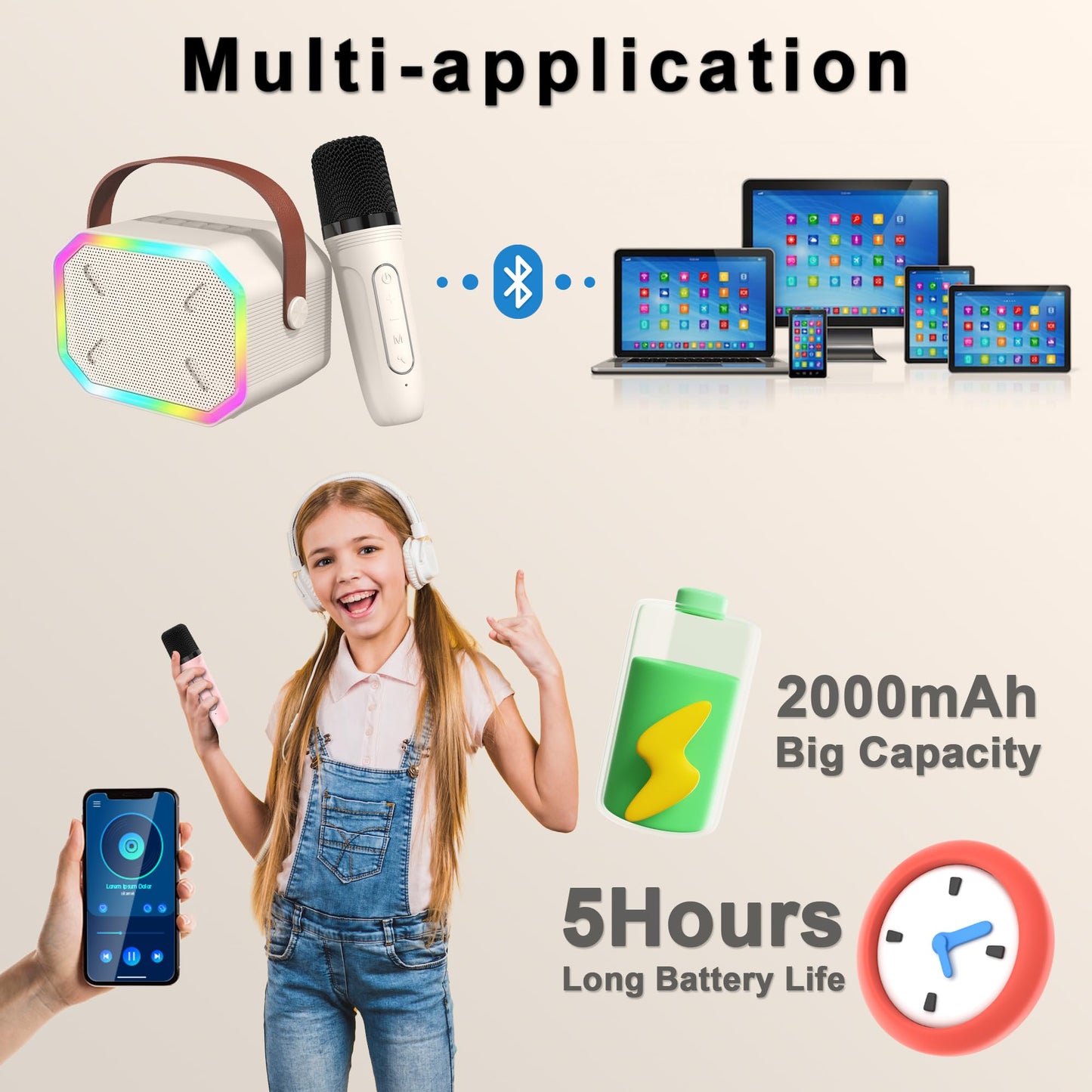 Mini Karaoke Machine For Kids Adults, Kids Gift Toys For 4 5 6 7 8 9 10 11 12+ Year Old Girls Boys Birthday Gifts, Portable Blue
