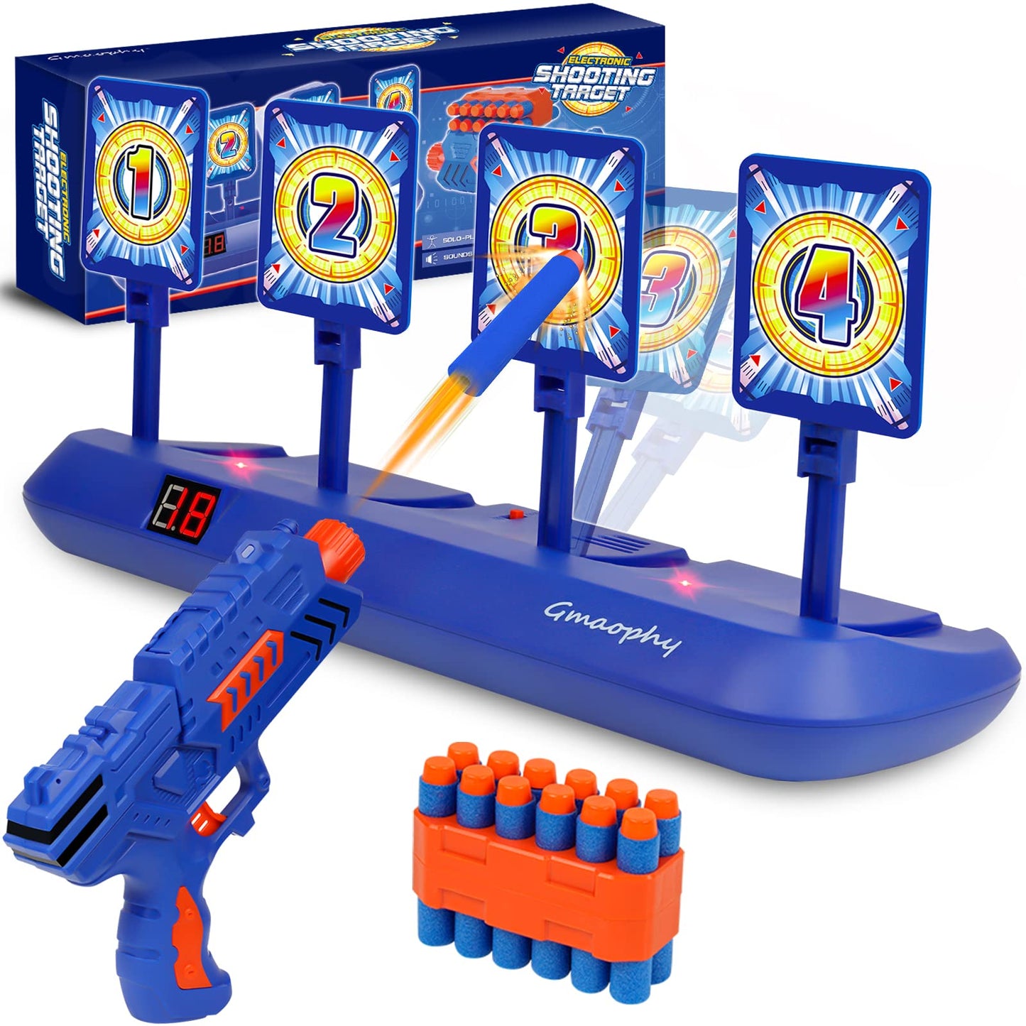 Gmaophy Digital Shooting Targets With 2 Foam Dart Toy Blaster, Kids Shooting Game Toys, Electronic Scoring Auto Reset 4 Targets, Birthday For Ages 5 6 7 8 9 10+ Years Old Kids Boys Girls