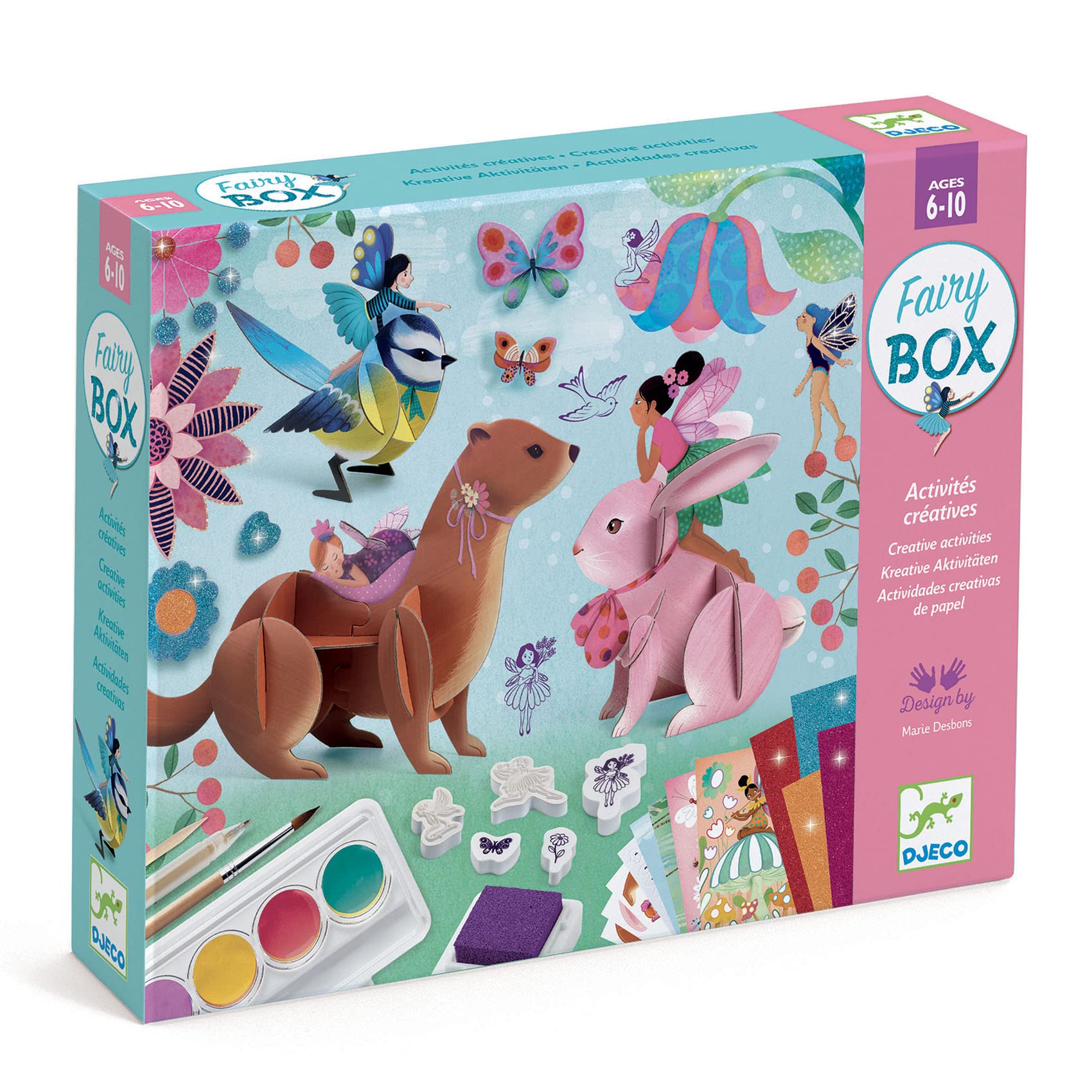Djeco Fairy Craft Kit - Paint, Draw, Build & More For Home, School Or Gifts - Fun & Creative For Family & Friends, Educational Art Craft Kit, Multi- Activitiy For Kids 6+ - Medium