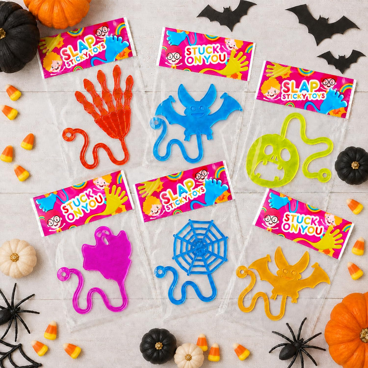 24 PCS Halloween Toys Gifts for Kids,Mini Sticky Hands Prizes for Toddlers