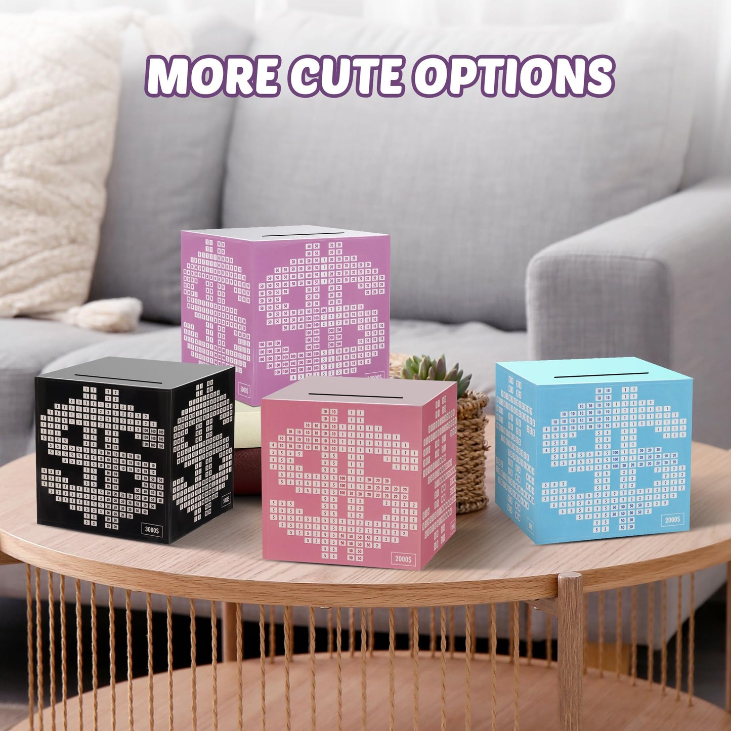 Primo Lines Purple Piggy Bank for Girl,10k Savings Challenge Box, Money Saving Box 10,000 with Counter for Savings Goal $3000 $5