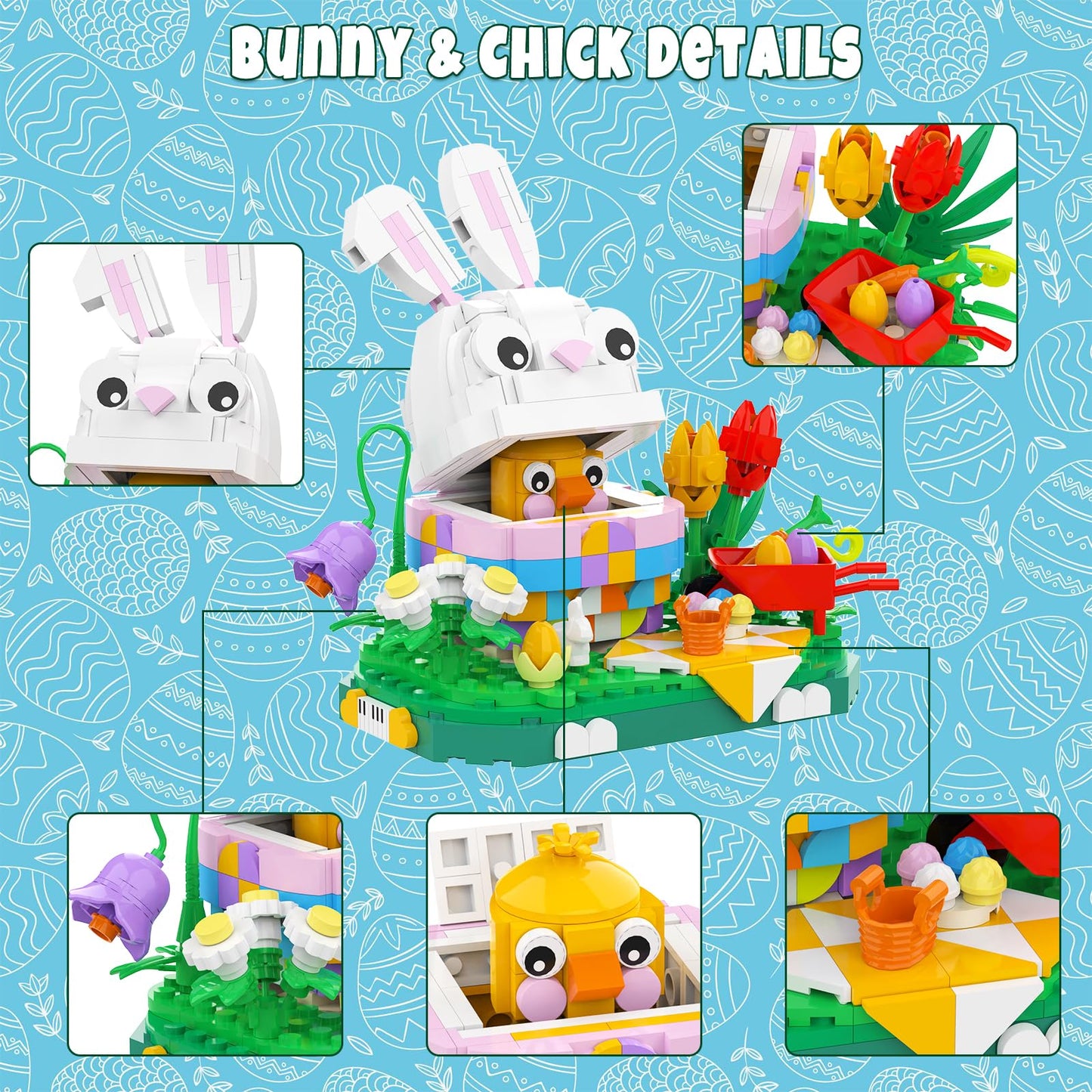 Nubee Easter Bunny Chick Building Sets, Cute Rabbit Easter Basket Stuffers Toy Gift For Teens Kids Boys And Girls Age 6+(400Pcs)