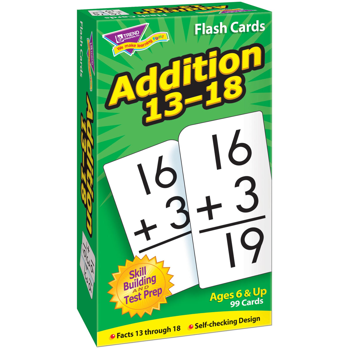 Trend Enterprises: Addition 1318 Skill Drill Flash Cards, Exciting Way for Everyone to Learn, SelfChecking Design, Great for S