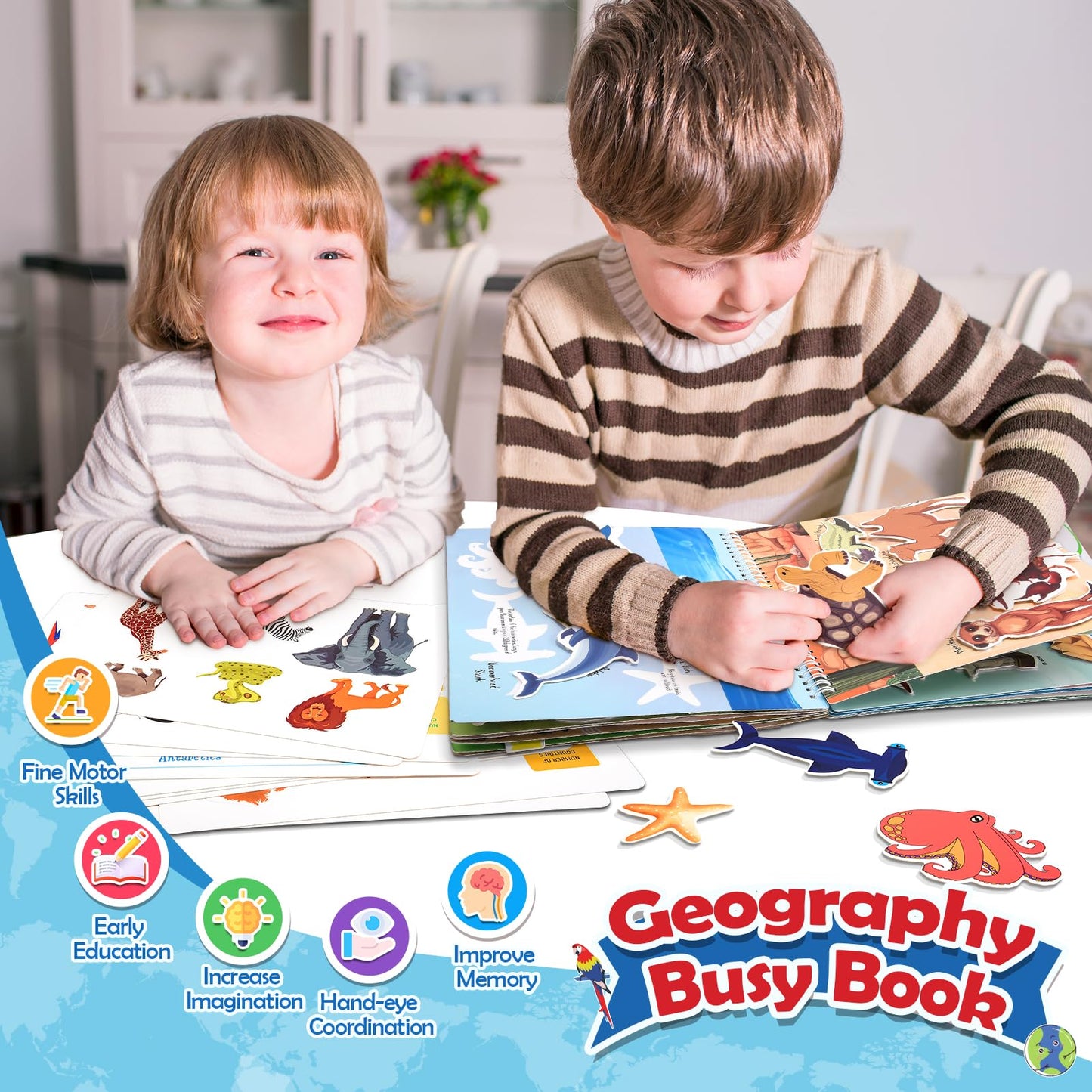WethCorp Geography Busy Book - Sensory Educational Toy for Kids 3-8, Perfect for Homeschool & Birthday Gifts, Ages 5-7