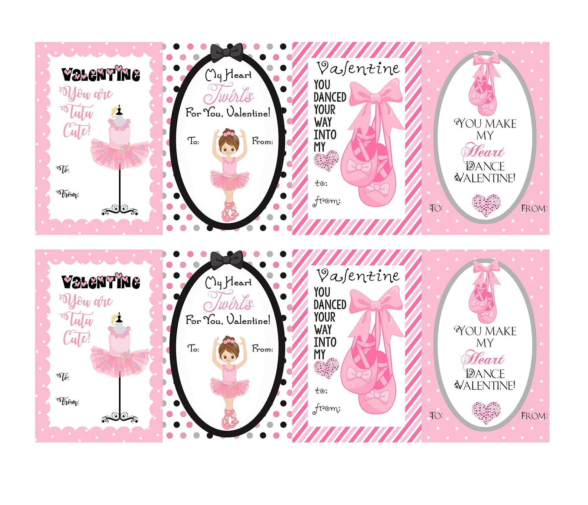 Silly Goose Gifts Dance Ballet Themed Valentine'S Day Cards Set Pack (24 Included) Ballerina Classroom Sharing Valentine Exchang