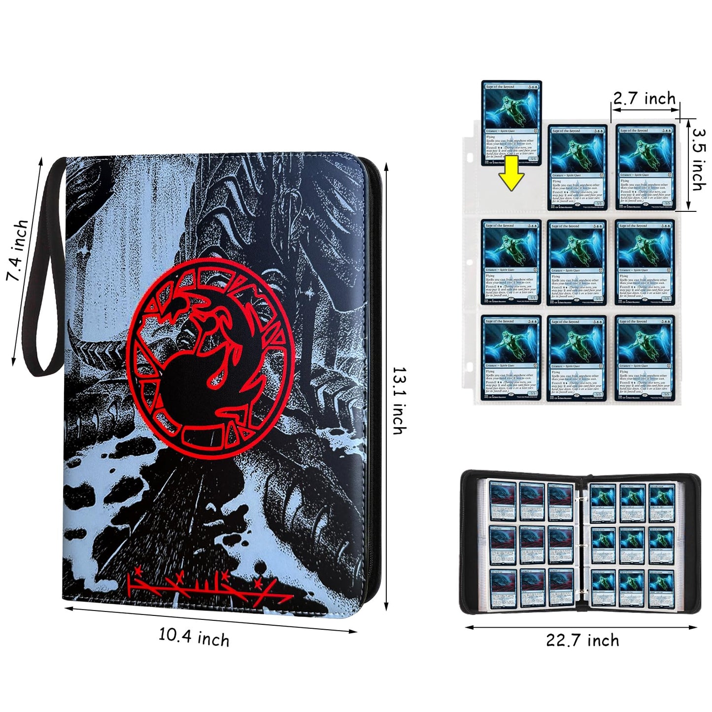 MTGPRO 9 Pocket Card Binder  720 Double Sided Pocket Trading Card Binder  enhanced PU Card Collector Album Card Folder for MTG/YGO/PTCG/Game Cards(Red)