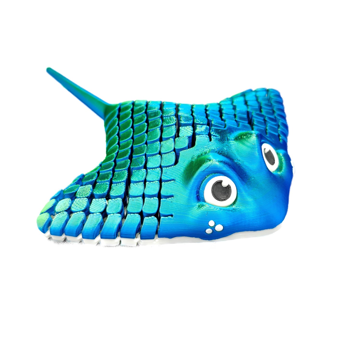 Manta Ray Fidget Toy, Multicolor 3D Printed Articulated, Sensory toy, 3d printed animals (Blue/Green)