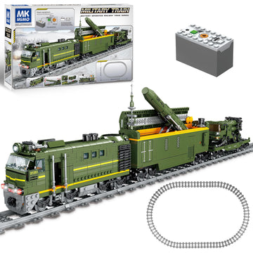 Mkmimo Military Train Building Kit, Compatible With Lego Military Army Train Building Block With Lights, Missiles, Trucks And Tr
