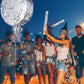 Ferraycle Silver Disco Ball Small Piñata with Stick & Blindfold - Retro Party Decorations for Kids & Adults, Model YT-Ferraycle-89546
