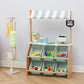 Teamson Kids Wooden Farmer's Market Stand with Cash Register, Green, TD-13638A-AMZ, Includes 6 Storage Bins, Engineered Wood, One Size
