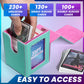 Uaono Card Deck Box With Mtg Commander Display, Deck Case Holds 100+ Double-Sleeved Cards, Trading Card Storage Box Fits Tcg/Ptcg/Sports Card With 2 Dividers, 1 Toploader (Turquoise, Pink)