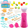 Kids Cooking and Baking Chef Set with Sliceable Play Food - Pretend Play Toddler Kitchen Toys - Kid Chef Apron, Fruit, Veggies, 
