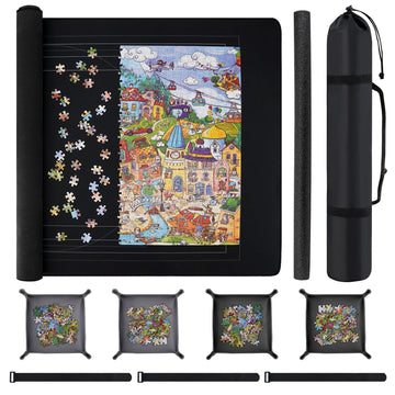 AzulHome Puzzle Mat Roll Up with Drawstring Storage Bag, Portable Saver Pad 46    x 26    Up to 1500 Pieces with Non-Slip Rubber