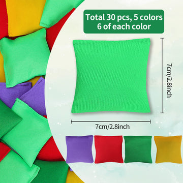 30 Pieces Bean Bags,Nylon Beanbags Hand Toss Games,Mini Colorful Cornhole Bean Bags,Family Games Bean Bags For Kids,Tossing Bean