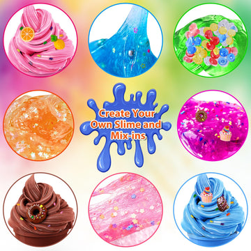 Yopinsand 12 Cups Diy Slime Kit, Slime Making Kit For Girls, Crystal Clear Slime, Glow In The Dark Slime With Add-Ins, Foam Ball