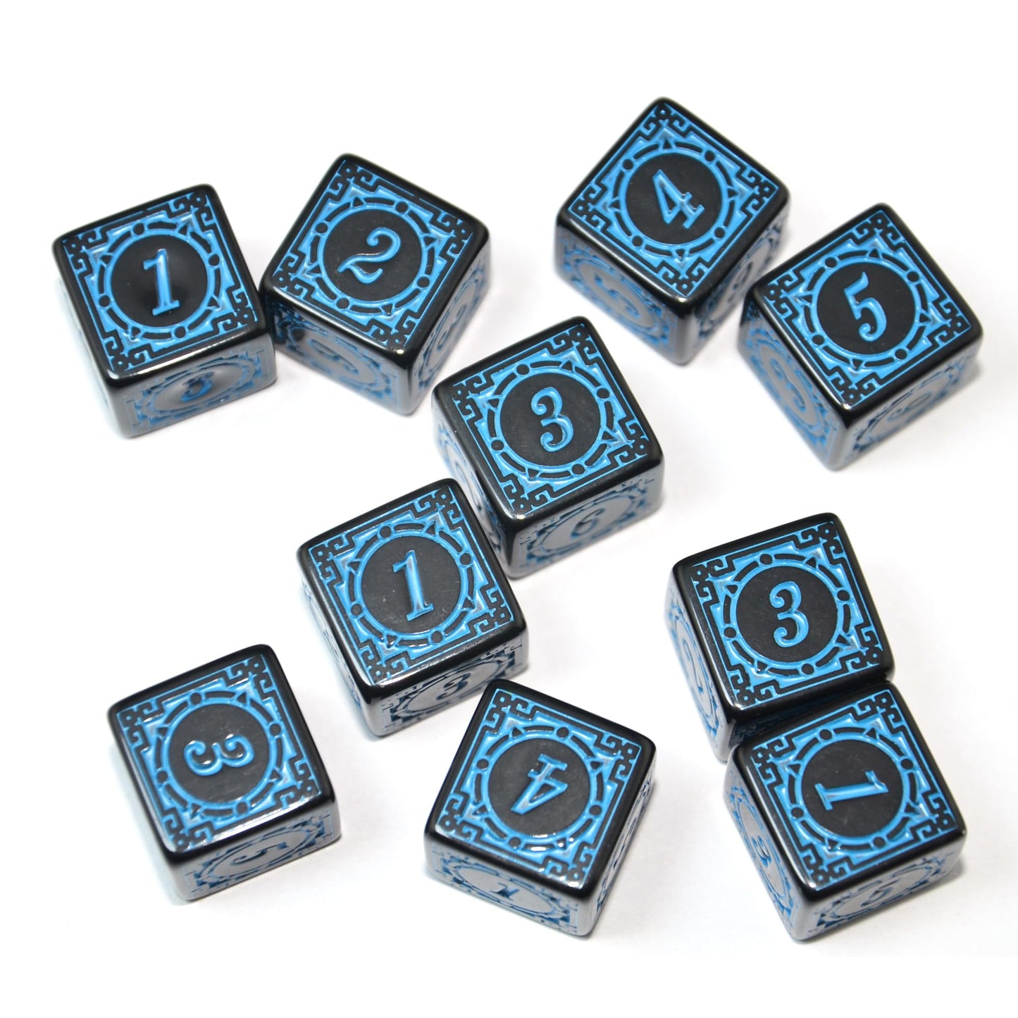 SmartDealsPro 10-Pack D6 Six Sides 16mm Dice Die for DND MTG PRG Wow Table Game Math Teaching (Blue Letter)