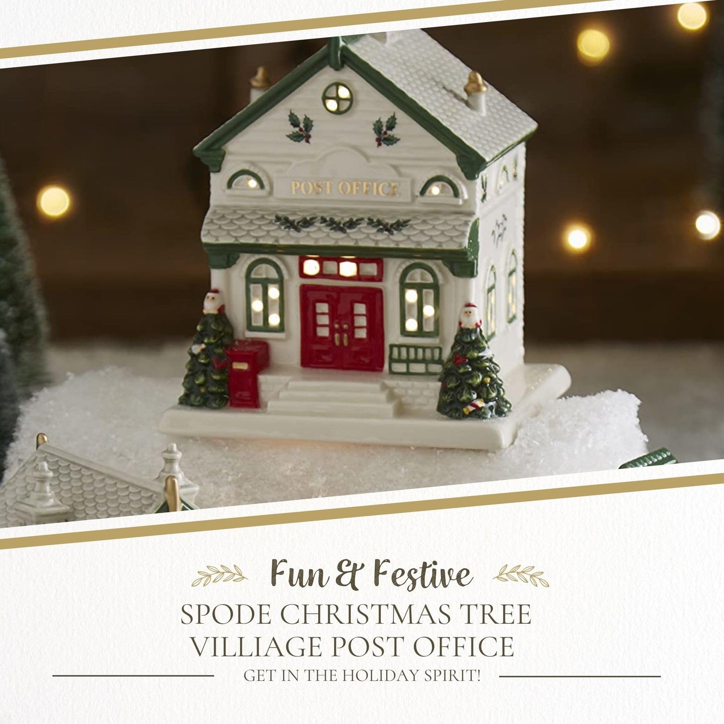 Spode Christmas Tree Miniature Village Decoration, LED Lighted Ceramic, 6.5" x 5", Multicolored, Model 1780286