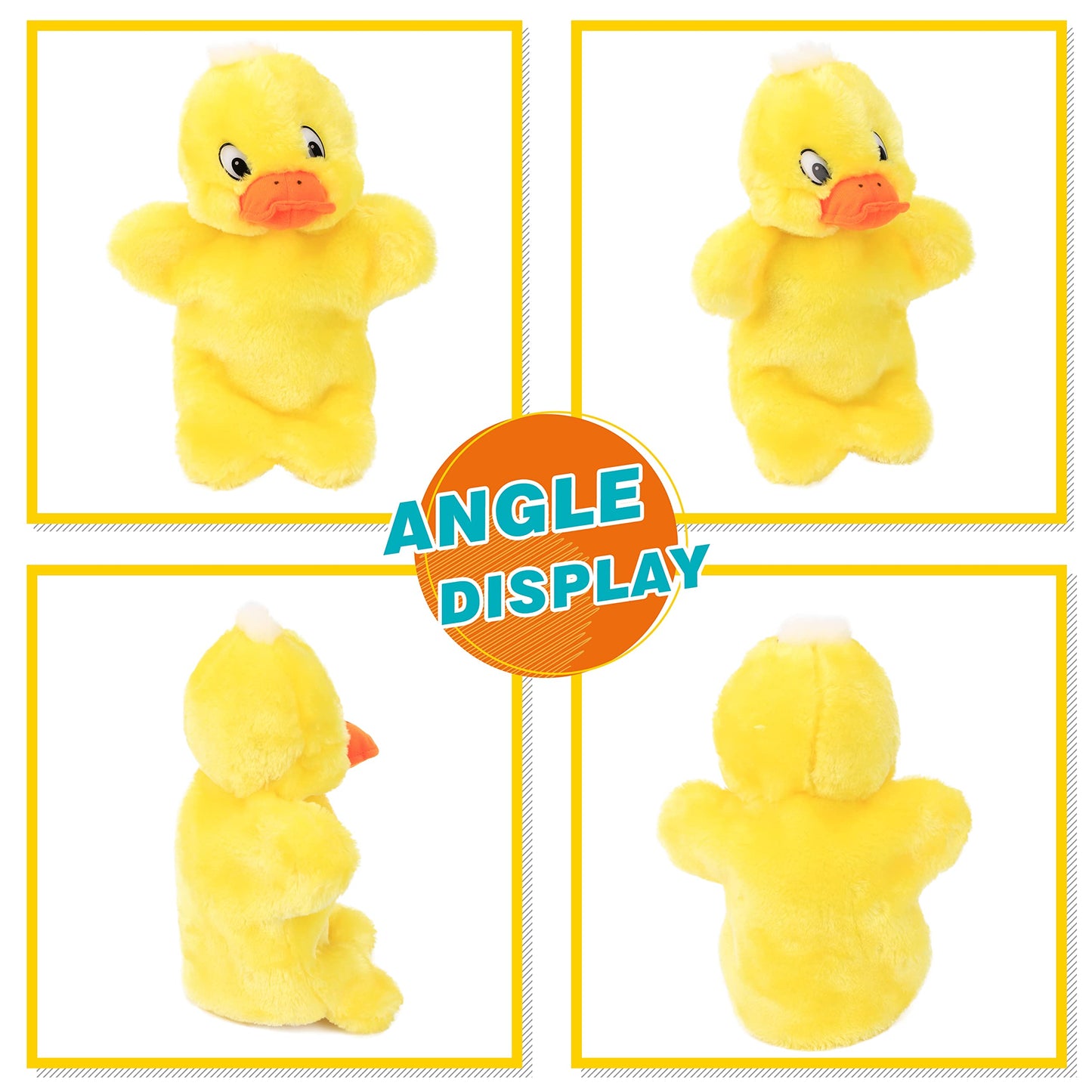 Easfan Duck Hand Puppet Plush Interactive Animal Toy For Role Play Storytelling Preschool Teaching Christmas Birthday Gifts For Kids Boys Girls Yellow, 11''