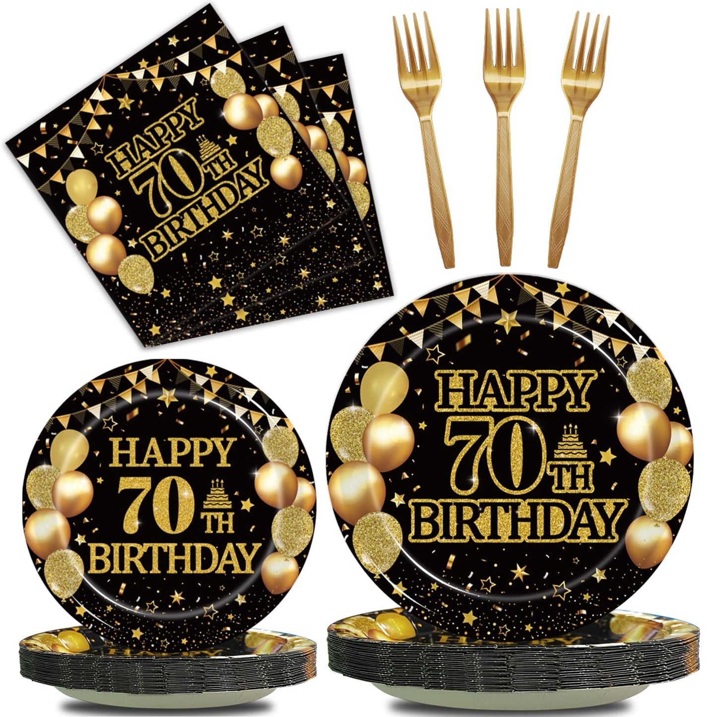 Kepeel 96Pcs 70Th Birthday Party Tableware Set, Back In 1953 Birthday Party Decorations Supplies For Men Women Cheers To 70 Year