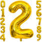 2 Number Balloon Gold 40 Inch Big Foil Mylar 2Nd Balloons For 2 Year Old Boy Girl Birthday Party Decorations Wedding Anniversary