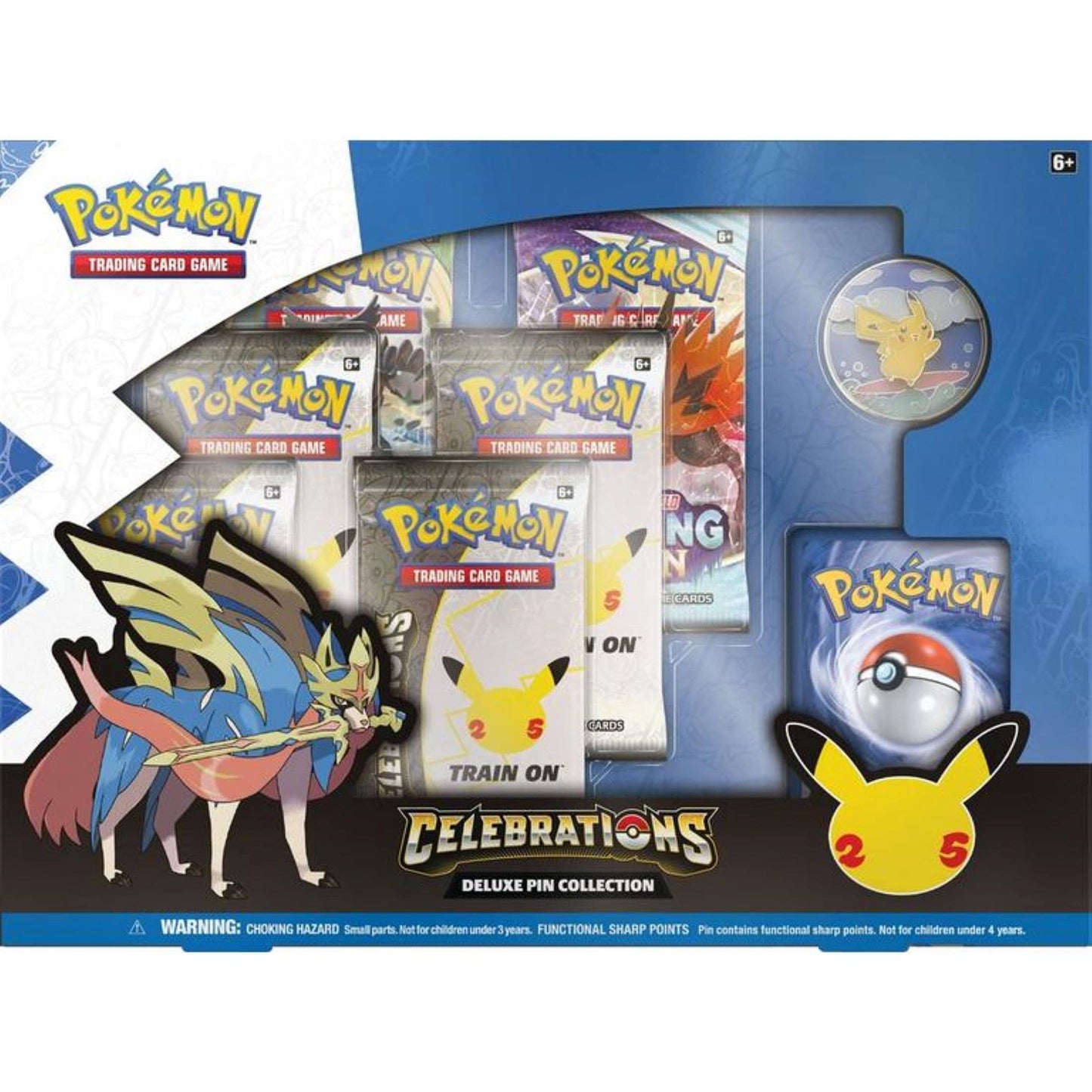 Pokemon TCG 25th Anniversary Deluxe Pin Collection - 10 Pins, Multicolor, Model 290-80942, Paper Material