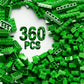 360 Piece Green Classic Building Blocks Bulk, 7 Sizes Building Bricks Assortment Pack, Compatible with Lego Parts and Pieces (Gr