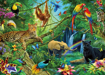 Beduke Jigsaw Puzzles For Adults 1000 Piece - Every Piece Is Unique - Precise Interlocking Tropical Forest Animals Thick Sturdy Cardboard Family Game Puzzle Age 14+